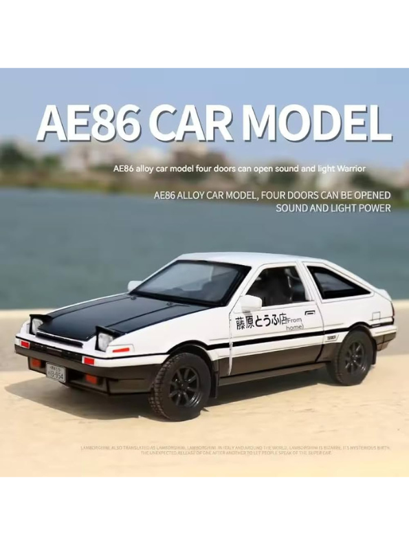 Toyota AE86 Trueno Diecast Car Model – Alloy Pull Back Japan Sports Car Toy for Kids | Tokyo Drift Racer Scale 1:30 TV5809.