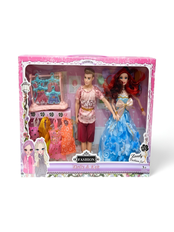 Fashion Doll Couple Play Set with Wardrobe Accessories – 11.5" Princess & Prince Dolls with Changeable Outfits, Toy Gift for Kids Ages 3+ TV3819