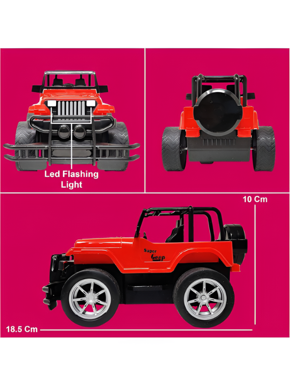 Red Remote Control Off-Road Jeep for Kids with Steering Wheel Controller, 1:16 Scale Electric Monster Truck, Rechargeable Battery Powered RC Toy Car, All-Terrain Hobby Vehicle for Boys & Girls TV6850