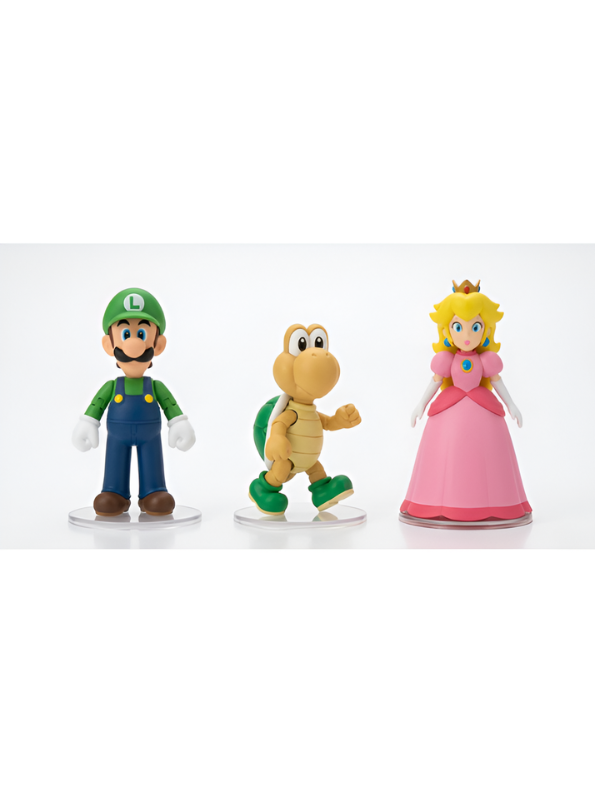 Super Mario Action Figure Set - 3-Pack Includes Fire Luigi, Bowser, and Princess Peach Toys - 4" Collectible Figures for Kids & Fans TV1183