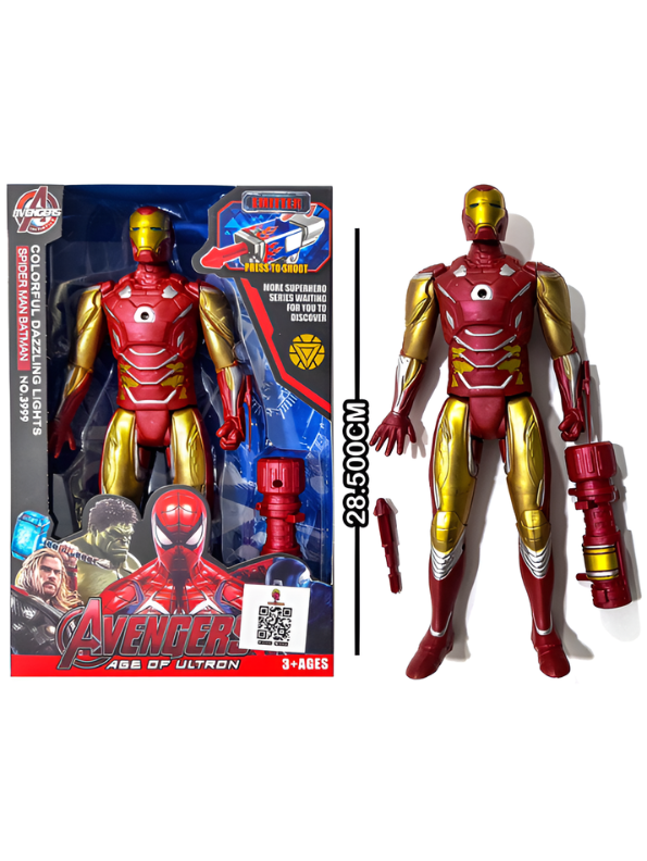 Avengers Age of Ultron Iron Man Action Figure - 28cm Large Scale Toy with Dazzling Lights and Missile Launcher Emitter - Superhero Gift for Kids Ages 3+