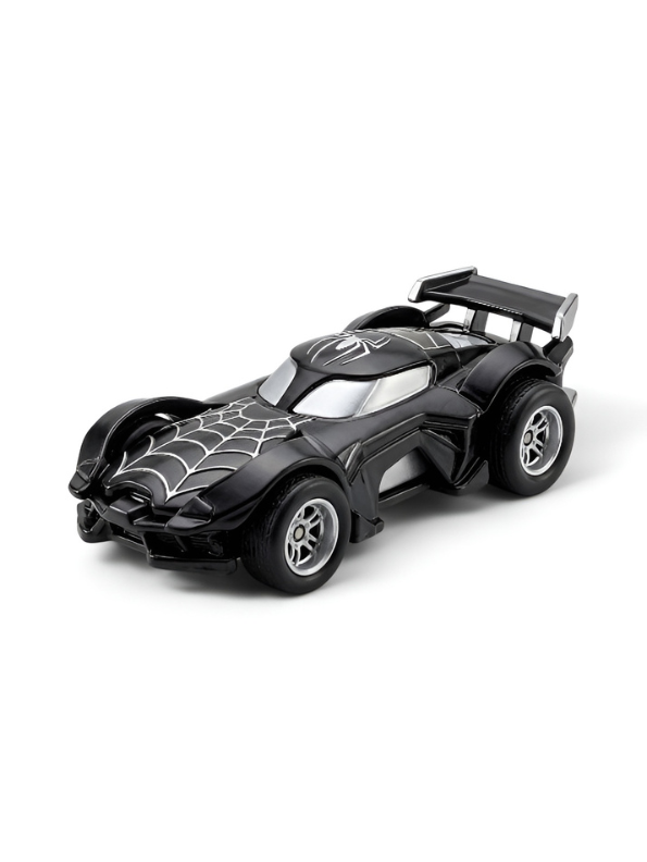 Spider-Man "Defend Justice" Alloy Model Car – 1:43 Scale Collectible Die-Cast Superhero Vehicle in Matte Black TV7017