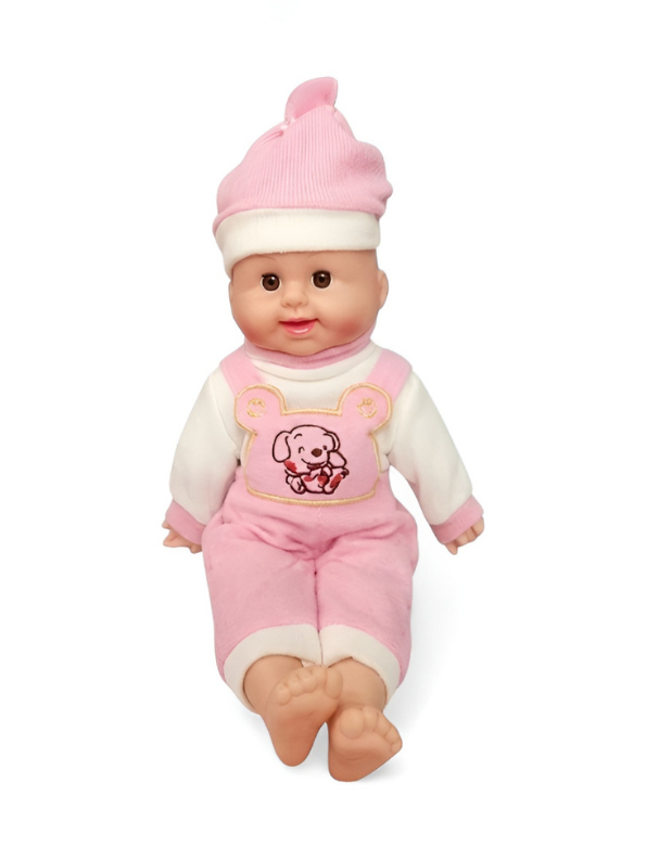 Soft Body Baby Doll for Toddlers - 12 Inch Realistic Girl Doll with Pink Puppy Romper, Matching Hat, and White Long-Sleeve Shirt - Washable Newborn Toy for Kids Ages 2+ TV415
