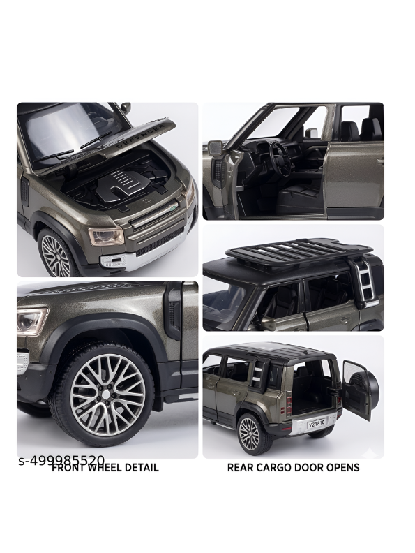 Land Rover Defender Diecast Model Car - Brown 1:32 Scale Replica in Metallic with Roof Rack LMI16728
