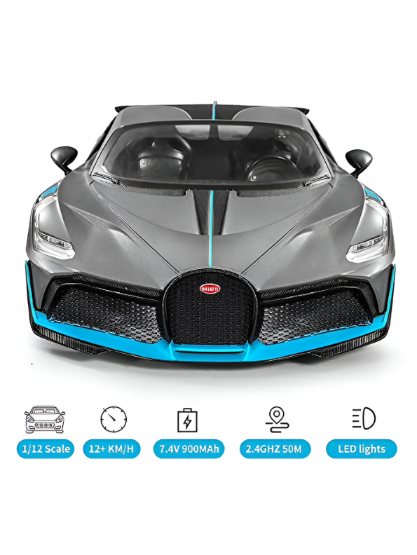 Sports Racing Car Model Toy 1:12 Scale - Premium Matte Grey & Cyan Hypercar with Openable Doors, Realistic Die-Cast Style Interior, Collectible Toy Car for Kids & Adults NX16722