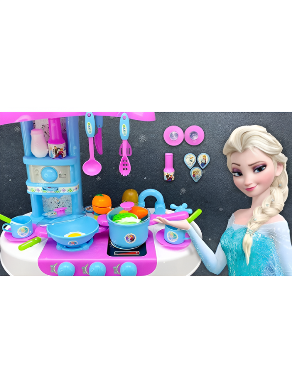 Kids Play Kitchen Set with 55 Accessories - Toddler Cooking Toy Market Stall - Includes Pots, Pans, Play Food, and Storage Bin - Interactive Role Play Gift for Girls and Boys Ages 3+ TV2219