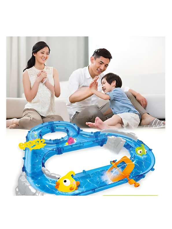 Ocean Track Park Water Table Toy for Kids – 69-Piece Interactive Waterway Set with Floating Sea Creatures, Fishing Net, and Bridge – Summer Outdoor & Indoor Sensory Play for Toddlers 3+ TV1655