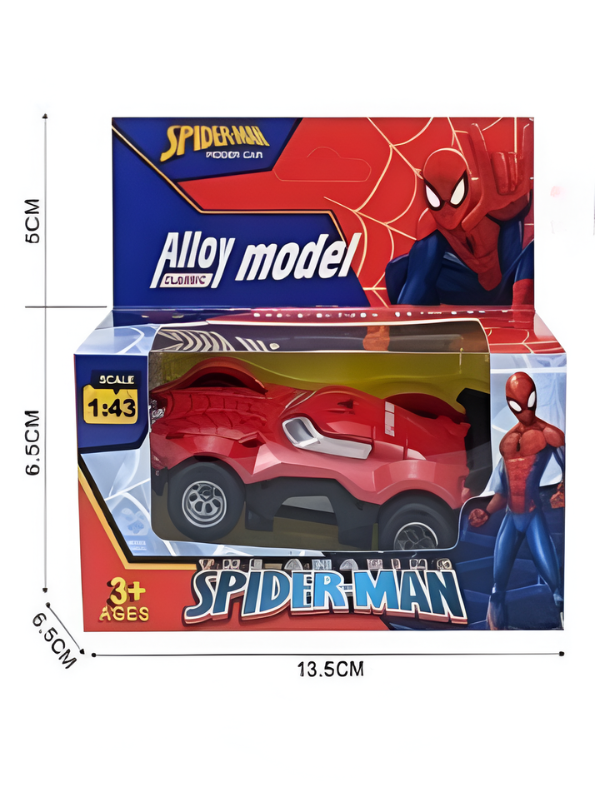 Spider-Man Alloy Model Toy Car 1:43 Scale – Modern Striker Racer with Aerodynamic Body, Battle-Grid Array, and Side Impact Armor – Red Die-Cast Superhero Vehicle for Kids 3+ TV7016