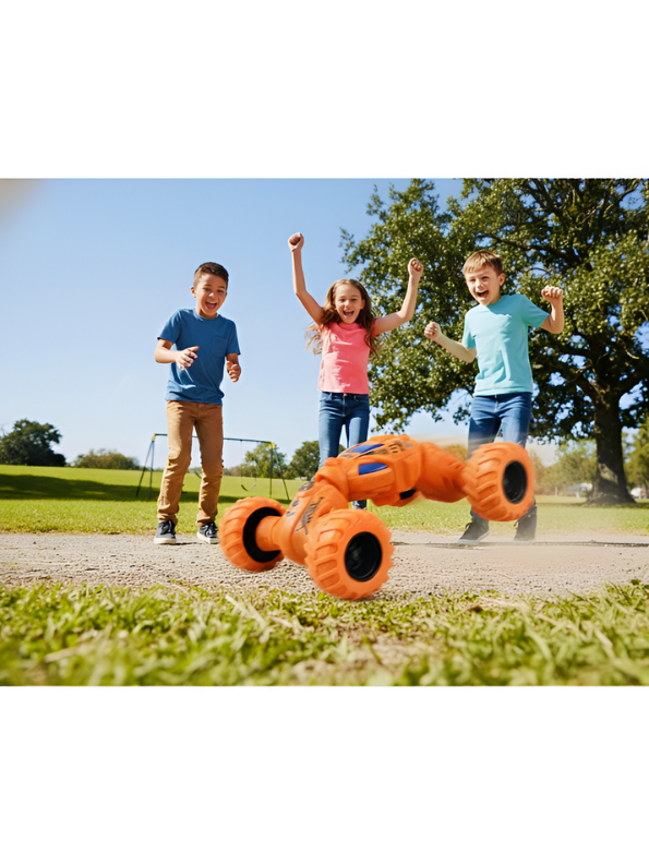 Orange RC Stunt Car - 2.4GHz Remote Control Off-Road Racing Vehicle, 4WD Double-Sided Flip & 360° Rotation Toy Car, Electric All-Terrain Monster Truck for Kids TV2053