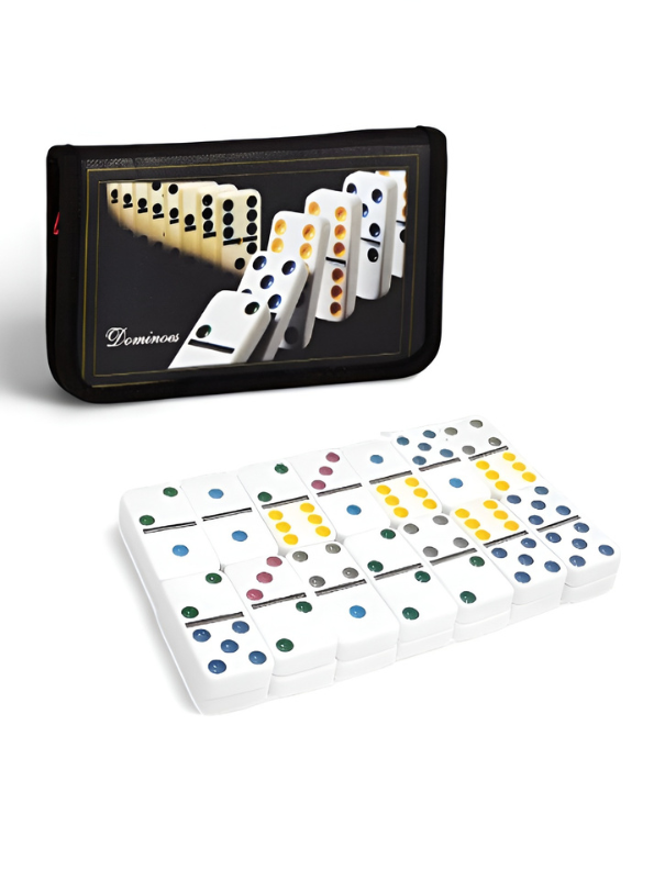 Double 6 Color Dot Dominoes Set with Zippered Carry Case – 91 Premium Tiles for Family Game Night, STEM Learning, and Travel