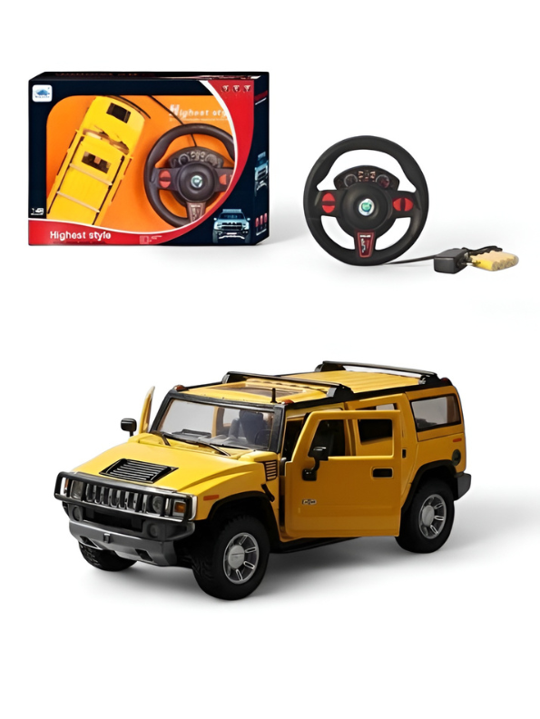 Yellow RC Off-Road SUV Toy with Remote Control Steering Wheel, 1:16 Scale Electric Monster Truck for Kids, Durable All-Terrain Radio Controlled Vehicle Gift for Boys & Girls TV6851