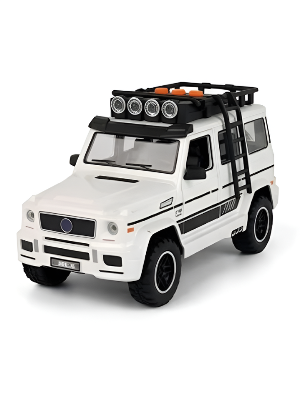 Premium Metallic White G-Class SUV Diecast Model Car | Luxury Off-Road Toy Truck with Pull-Back Action, Interactive Lights & Sounds – Perfect Gift for Collectors NX15364