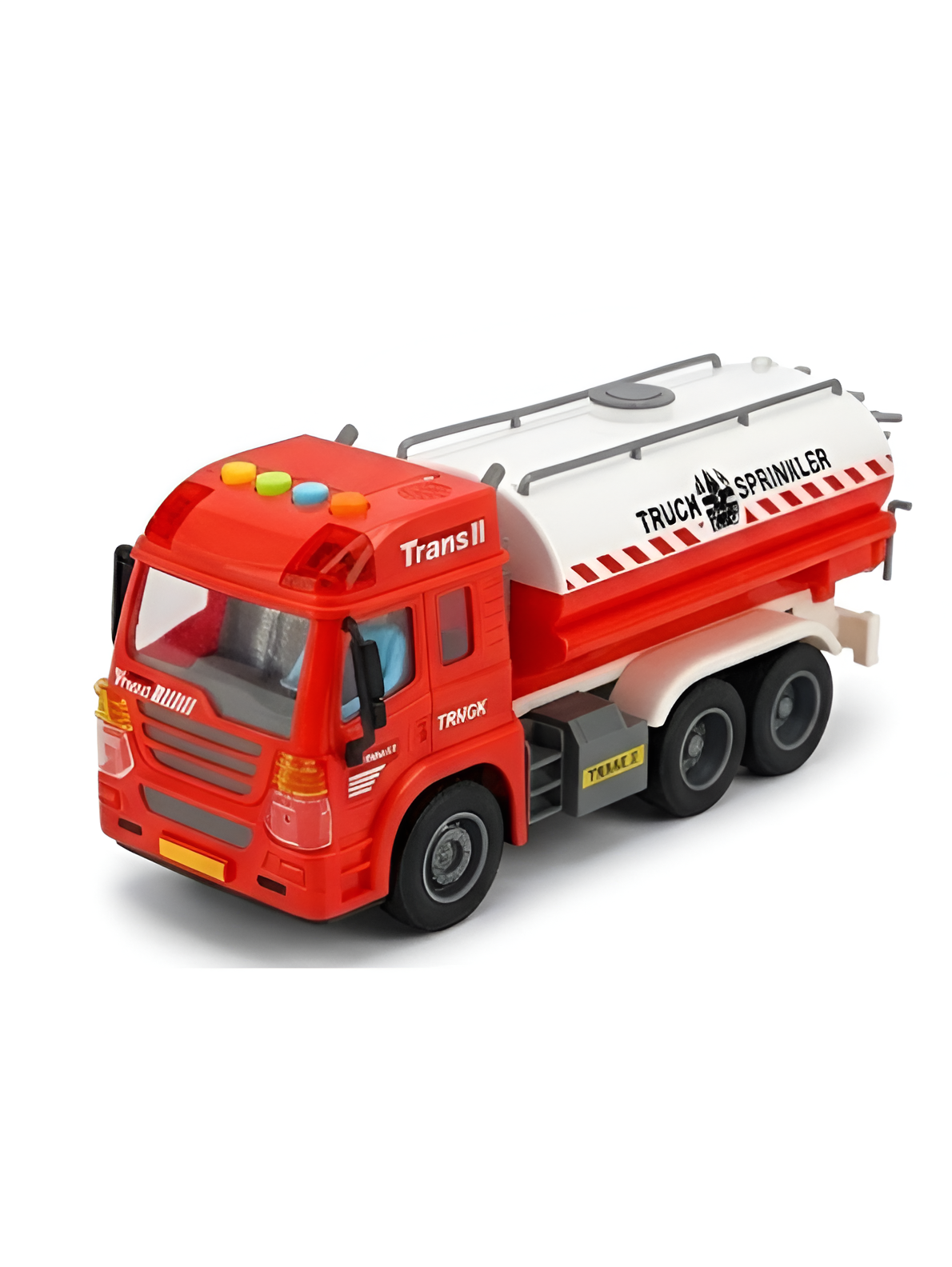 Friction Powered Water Sprinkler Tanker Truck Toy with Openable Water Inlet & Rear Spray Pump Mechanisms – (Red) Educational Construction Vehicle Toy for Kids NX16802