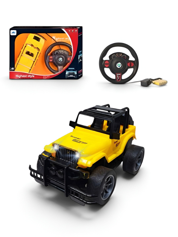 Yellow Remote Control Off-Road Jeep for Kids with Steering Wheel Controller, 1:16 Scale Electric Monster Truck, Rechargeable Battery Powered RC Toy Car, All-Terrain Hobby Vehicle for Boys & Girls TV6850