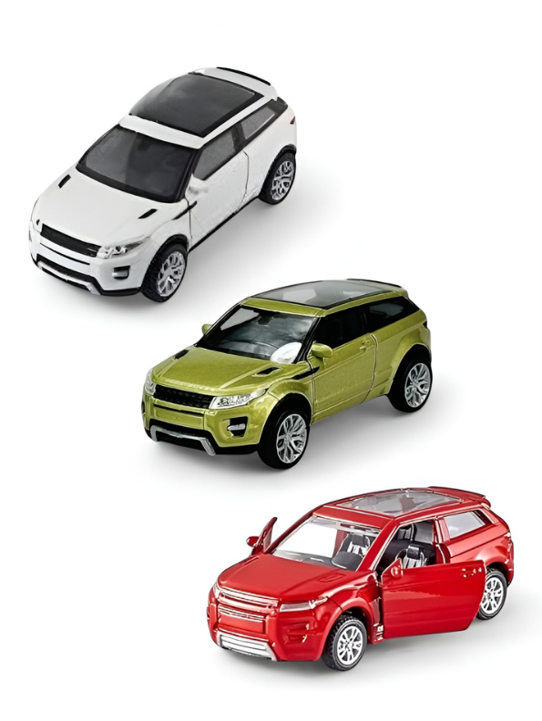 Die-Cast Model SUV Toy Cars - 1:32 Scale Set of 3 Pull-Back Vehicles with Opening Doors and Sunroof - White, Green, and Red TV1891