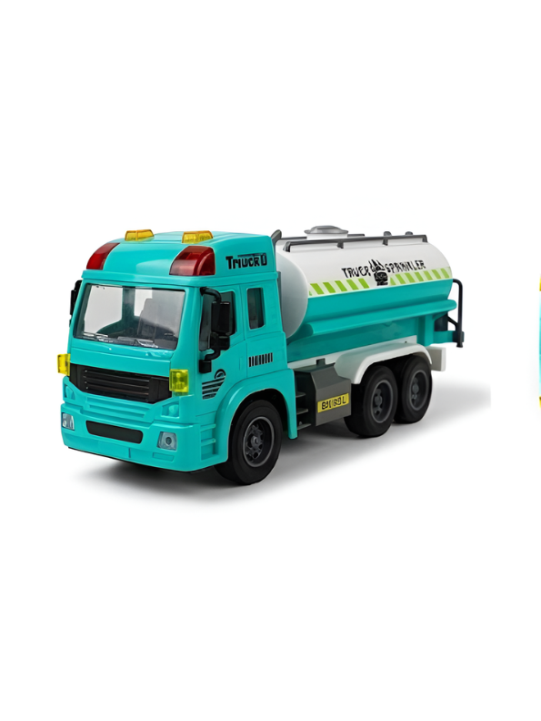 Friction Powered Water Sprinkler Tanker Truck Toy with Openable Water Inlet & Rear Spray Pump Mechanisms – ( Blue) Educational Construction Vehicle Toy for Kids NX16802