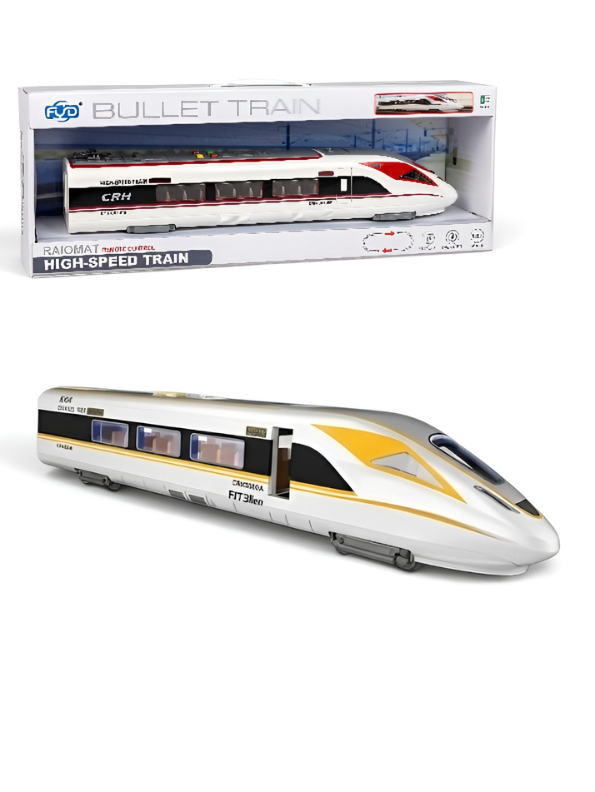 High-Speed Bullet Train Toy for Kids (Yellow) Electric Remote Control Toy Train with Lights and Sound, Battery-Operated Model Train Vehicle, Gift for Boys and Girls Age-5 NX16741