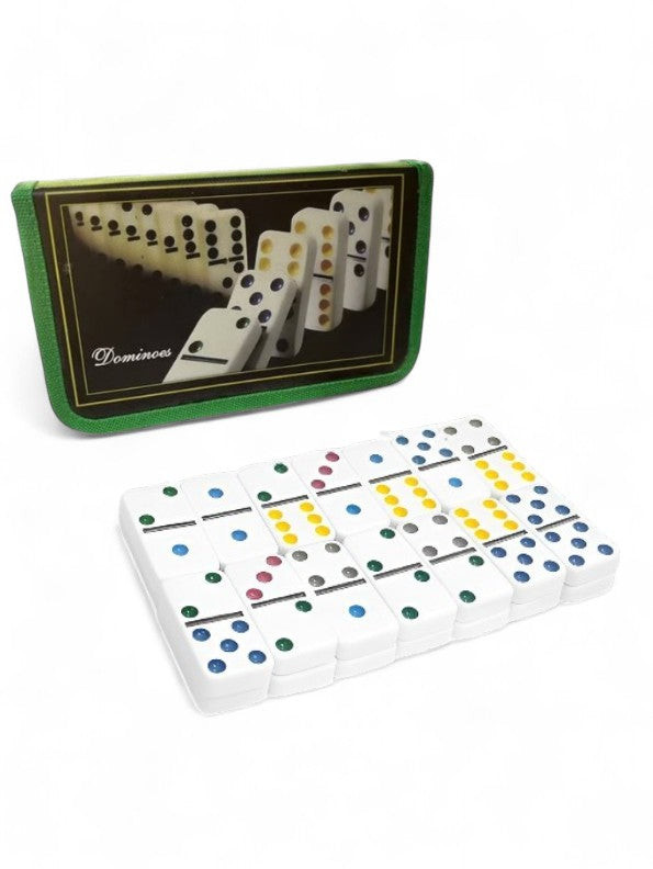 Classic Double-Six Dominoes Game - 91 Piece Durable Tile Set with Bright Colored Dots & Compact Carrying Pouch - High-Quality Family Game Night & Travel Entertainment TV5417