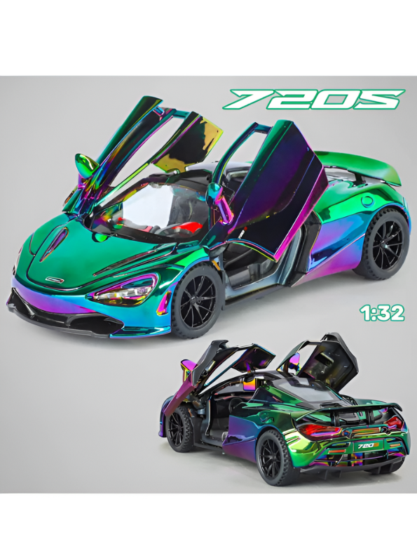 McLaren 720S 1:32 Scale Diecast Replica - Color-Shift Chameleon Paint - Realistic Interior & Alloy Body - Premium Supercar Collectible TV488
