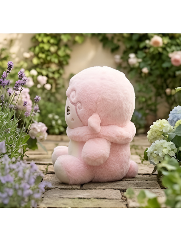 Cute Plush Doll in Pink Costume 10-Inch - Soft Stuffed Lamb Toy for Kids, Toddlers, and Nursery Decor - Kawaii Cuddly Companion for Boys and Girls ST16403