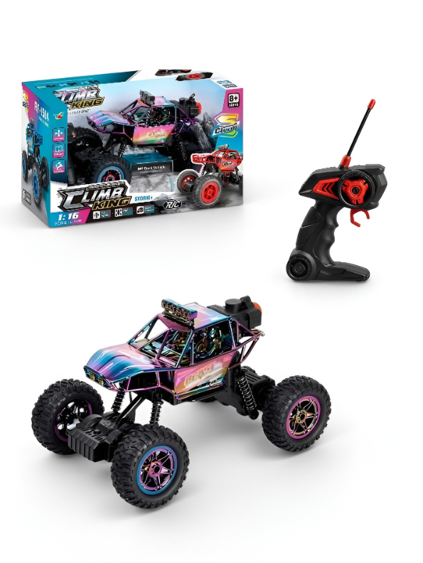 1:16 Scale Remote Control Climb King Monster Truck – 4WD Off-Road RC Crawler with LED Lights and Spray Smoke Effect – All-Terrain Toy Car for Kids TV5263