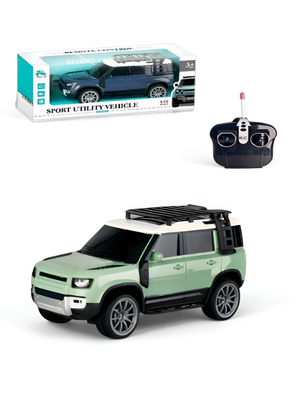 Remote Control Off-Road SUV Toy Car – 1:16 Scale Rechargeable RC Defender Model for Kids, Mint Green TV1973