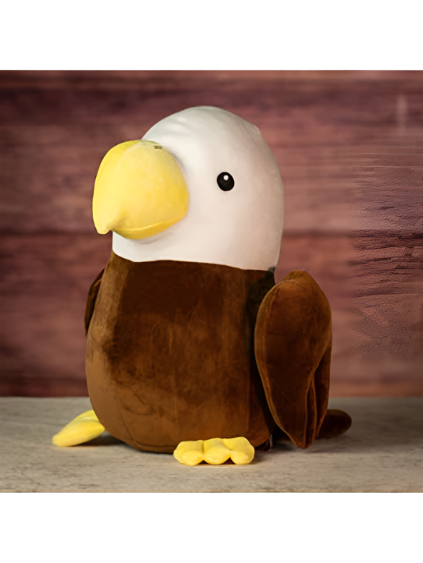 Bald Eagle Soft Toy - Premium 7-Inch Handcrafted White-Headed Eagle Plush - Brown Portable Cuddly Bird Stuffed Animal ST16479