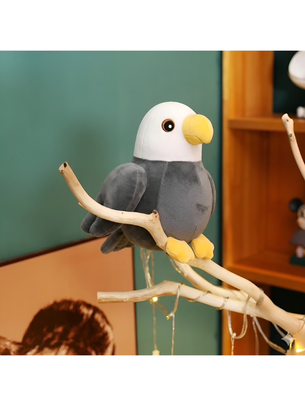 Bald Eagle Soft Toy - Premium 7-Inch Handcrafted White-Headed Eagle Plush - Black Portable Cuddly Bird Stuffed Animal ST16479
