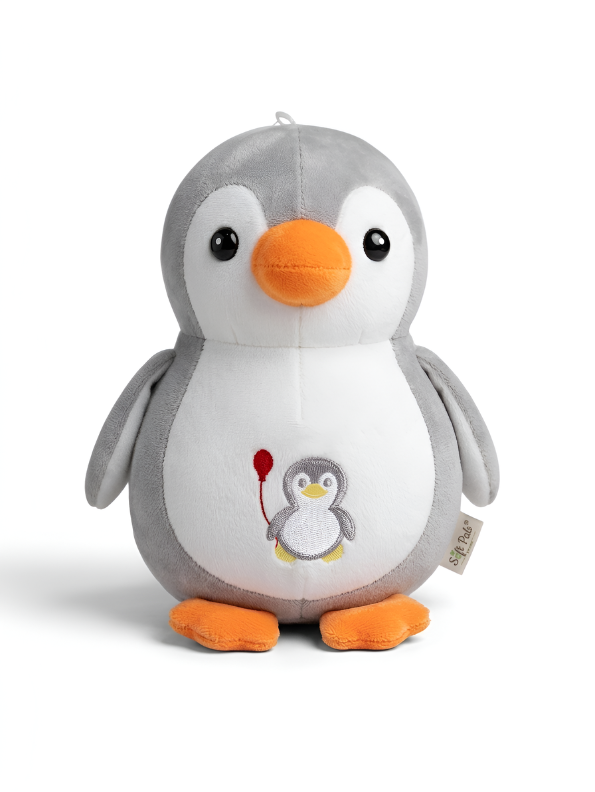 Adorable 7 Inch Grey Penguin Plush Stuffed Animal - Soft Huggable Toy with Mini Penguin Embroidery - Toddler Comfort Toy & Gift for Kids - Grey/White ST16522