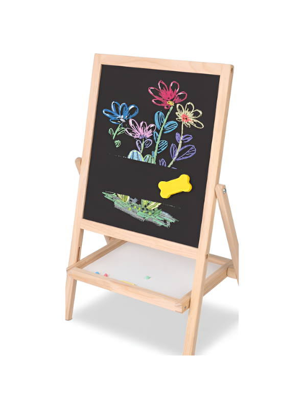 Adjustable Wooden Art Easel for Kids – Double-Sided Magnetic Drawing Board & Chalkboard with Storage Tray and Educational Accessories Set TV7046