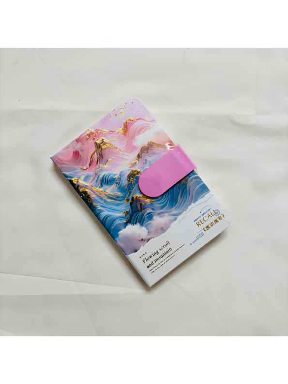 Aesthetic Dreamy Mountain Diary - 3D Flowing Scroll Art Notebook with Magnetic Buckle.