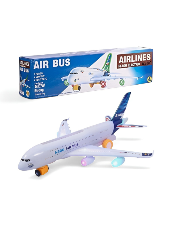 Airbus A380 Toy Plane with LED Lights & Sound – Bump and Go Battery Operated Airplane TV2567.