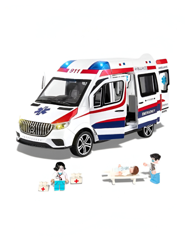 Ambulance Toy with Building Blocks – Openable Doors, Rescue Team, Stretcher & Hospital Accessories Toy LMI12496.