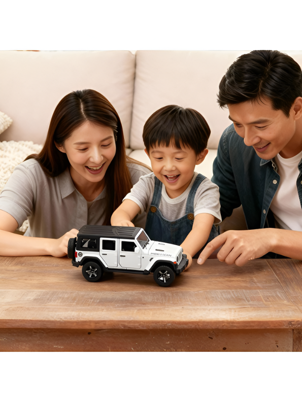 White Jeep Wrangler Rubicon Diecast Model – 1:32 Scale Miniature Toy Car for Kids & Collectors TV2471