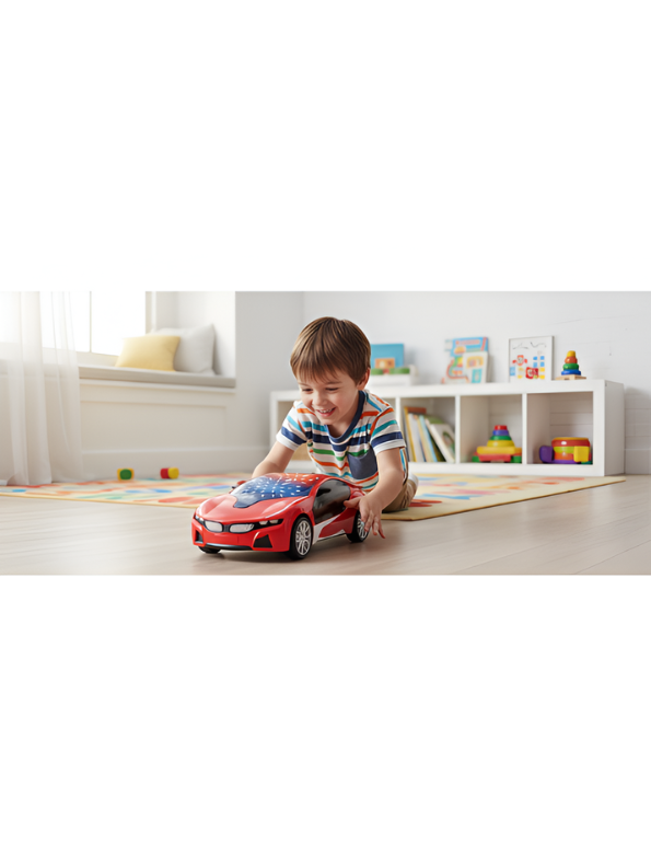 3D Famous Car: 1:22 Scale Wireless RC Racing Toy with Flash Lights and Full Function Control (Red) LMI7700