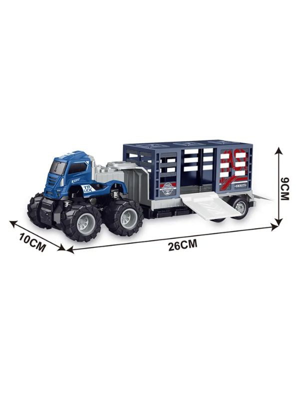 Blue - Animal Transport Truck – Pull Back Action, Realistic Farm Vehicle Toy for Kids NX12539.
