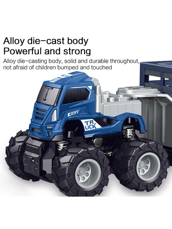 Blue - Animal Transport Truck – Pull Back Action, Realistic Farm Vehicle Toy for Kids NX12539.