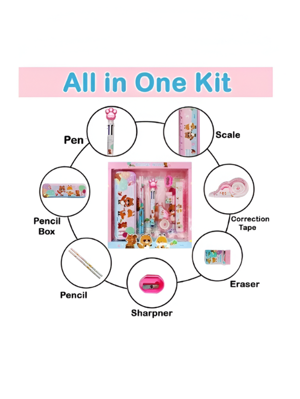Animal World Stationery Set for Kids | Cute Fox & Raccoon Themed Back to School Kit | Pencil Case & Supplies Gift NOVGBT-8462.