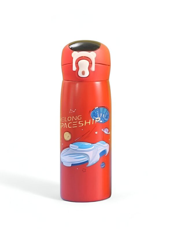 AquaJoy Stainless Steel Water Bottle for Kids – 450ml Cute Printed Push Button Sipper | Leak-Proof & BPA-Free | Ideal for School & Outdoor Use NOV8421.