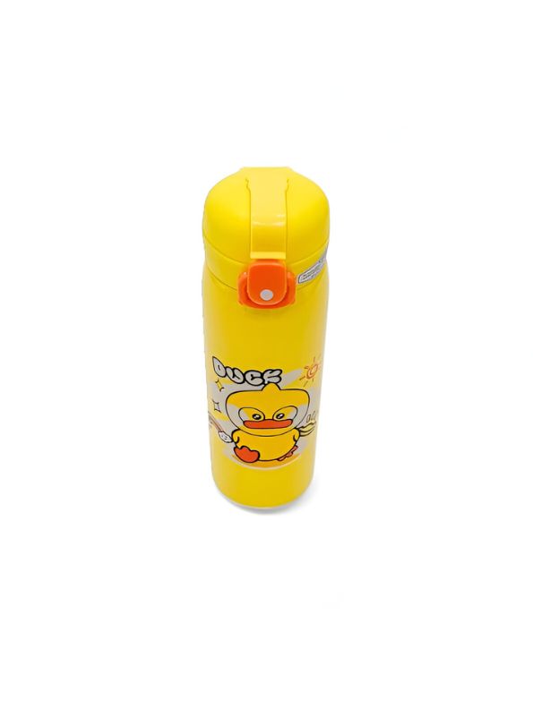 AquaJoy Stainless Steel Water Bottle for Kids – 450ml Cute Printed Push Button Sipper | Leak-Proof & BPA-Free | Ideal for School & Outdoor Use NOV8421.