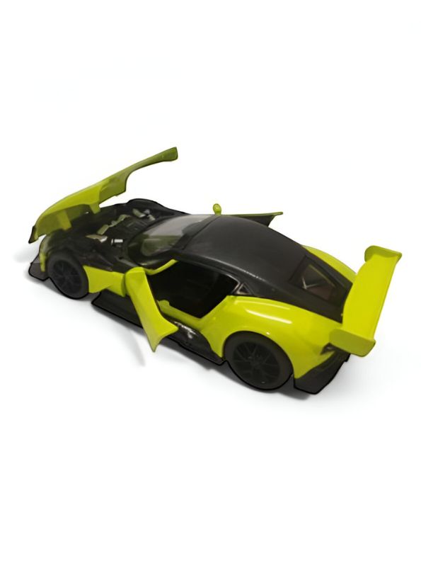 Green - Aston Martin Vulcan Diecast Pullback Car – Alloy Metal Racing Model Toy with Openable Doors, Collectible Gift for Kids Scale 1:32