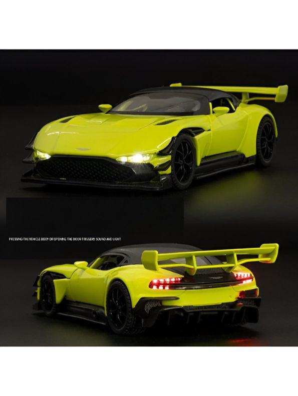 Aston Martin Vulcan Diecast Pullback Car – Alloy Metal Racing Model Toy with Openable Doors, Collectible Gift for Kids Scale 1:32