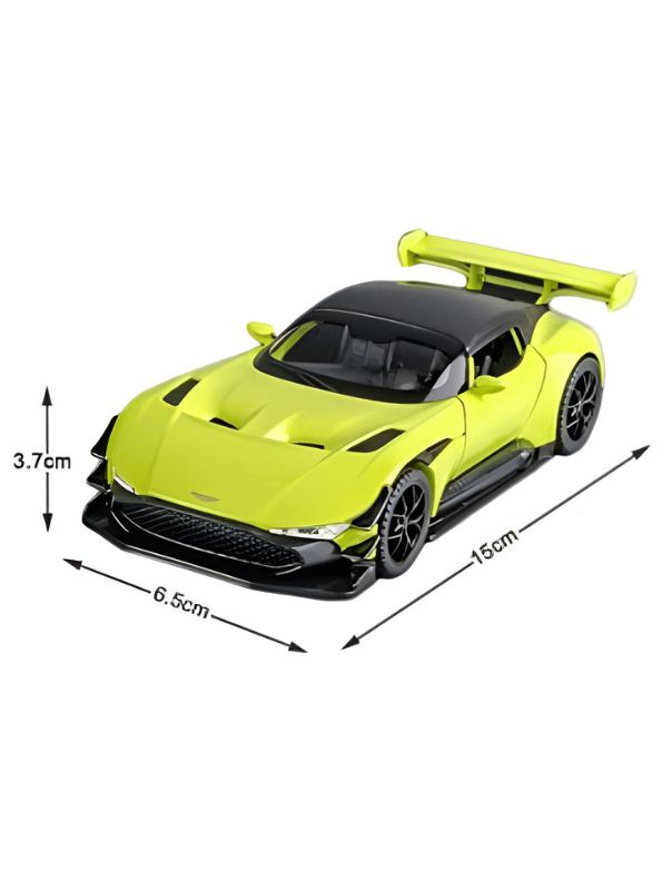 Green - Aston Martin Vulcan Diecast Pullback Car – Alloy Metal Racing Model Toy with Openable Doors, Collectible Gift for Kids Scale 1:32