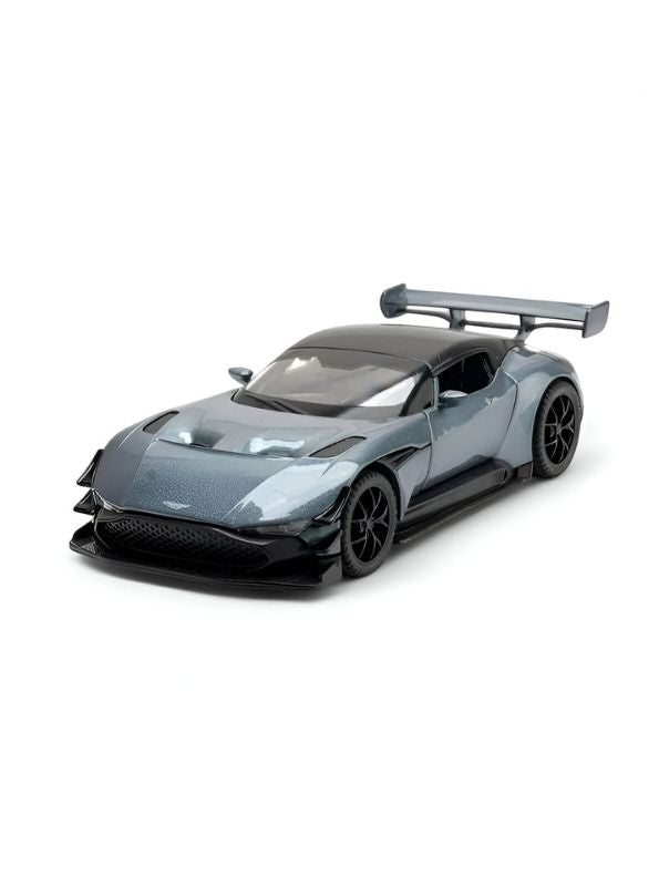 Grey - Aston Martin Vulcan Diecast Pullback Car – Alloy Metal Racing Model Toy with Openable Doors, Collectible Gift for Kids Scale 1:32.