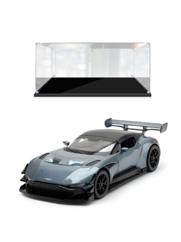 Grey - Aston Martin Vulcan Diecast Pullback Car – Alloy Metal Racing Model Toy with Openable Doors, Collectible Gift for Kids Scale 1:32.
