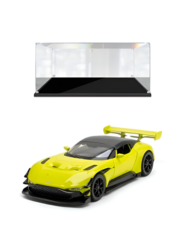 Green - Aston Martin Vulcan Diecast Pullback Car – Alloy Metal Racing Model Toy with Openable Doors, Collectible Gift for Kids Scale 1:32
