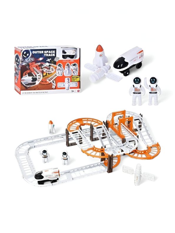 AstroGlide – 46-Piece Anti-Gravity Space Track Set for Kids | Rechargeable Astronaut Car Toy with Flexible Urban Rail & Automatic Racing Adventure LMI13473.