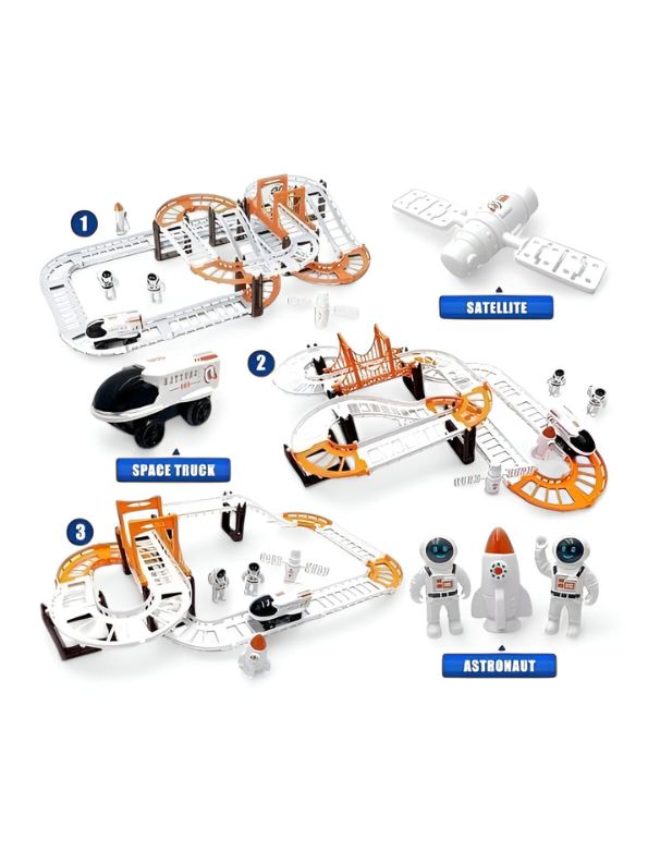 AstroGlide – 46-Piece Anti-Gravity Space Track Set for Kids | Rechargeable Astronaut Car Toy with Flexible Urban Rail & Automatic Racing Adventure LMI13473.