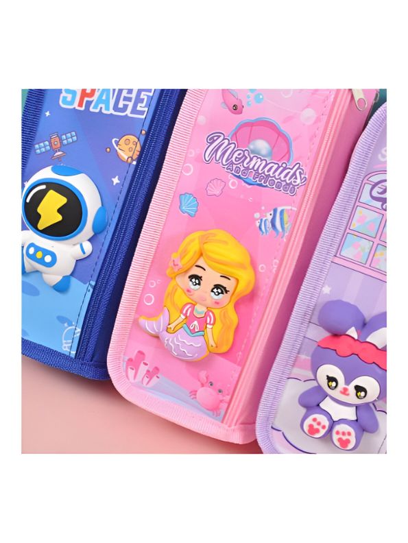 Astropouch – Astro Space Rocket Two Chain Pouch for School & College Kids | Cute Cartoon Design, Durable Stationery Organizer NOV6646.