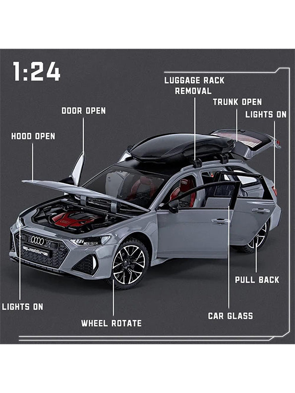 Audi RS6 Avant Model 1:24 Scale Diecast Car - Grey Metal Collectible | MD-O-24 - Toyloft